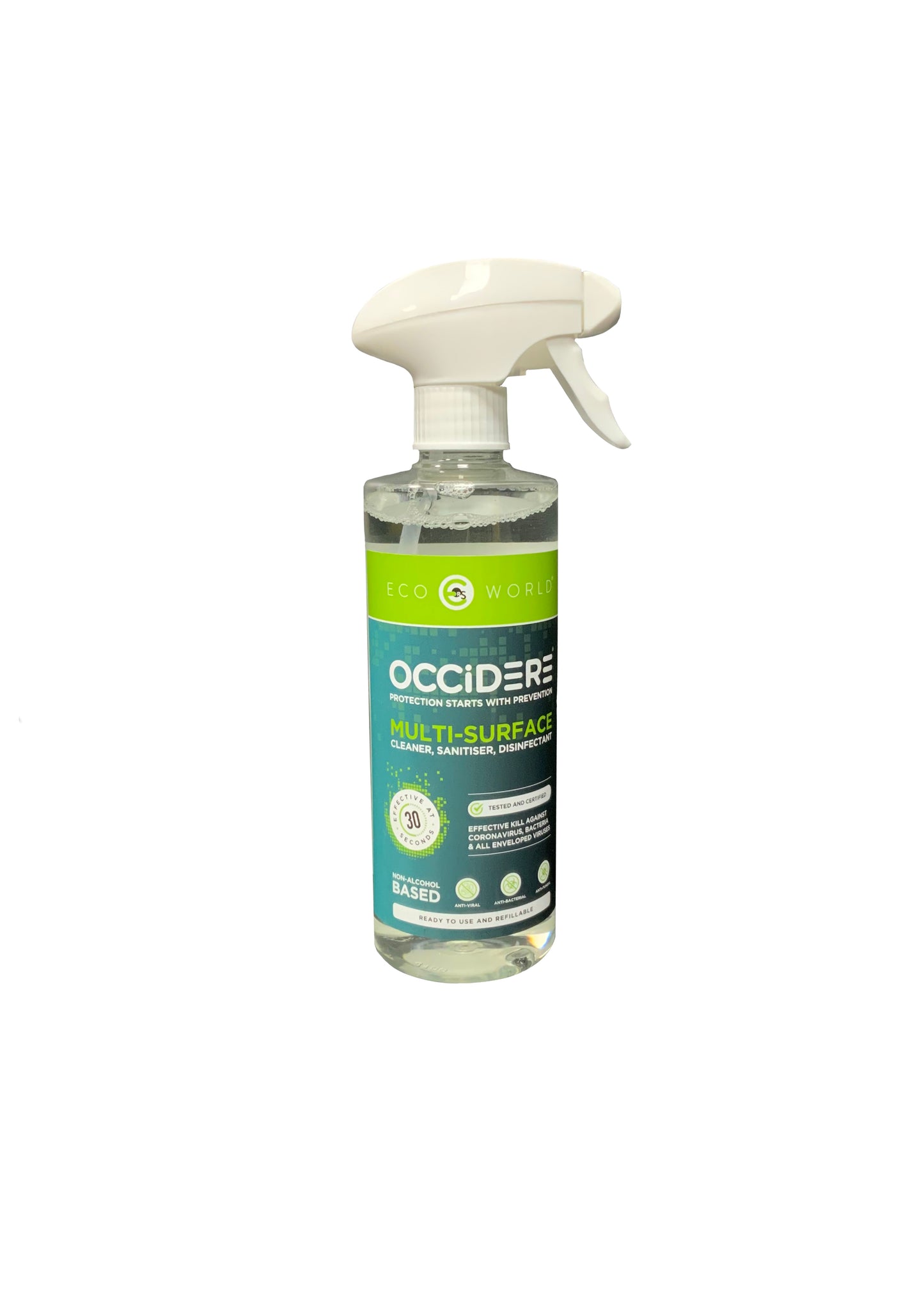 OCCIDERE® MULTI SURFACE CLEANER - 3 in 1, Sanitiser, Disinfectant, Cleaner (500ml), Non Alcohol based.