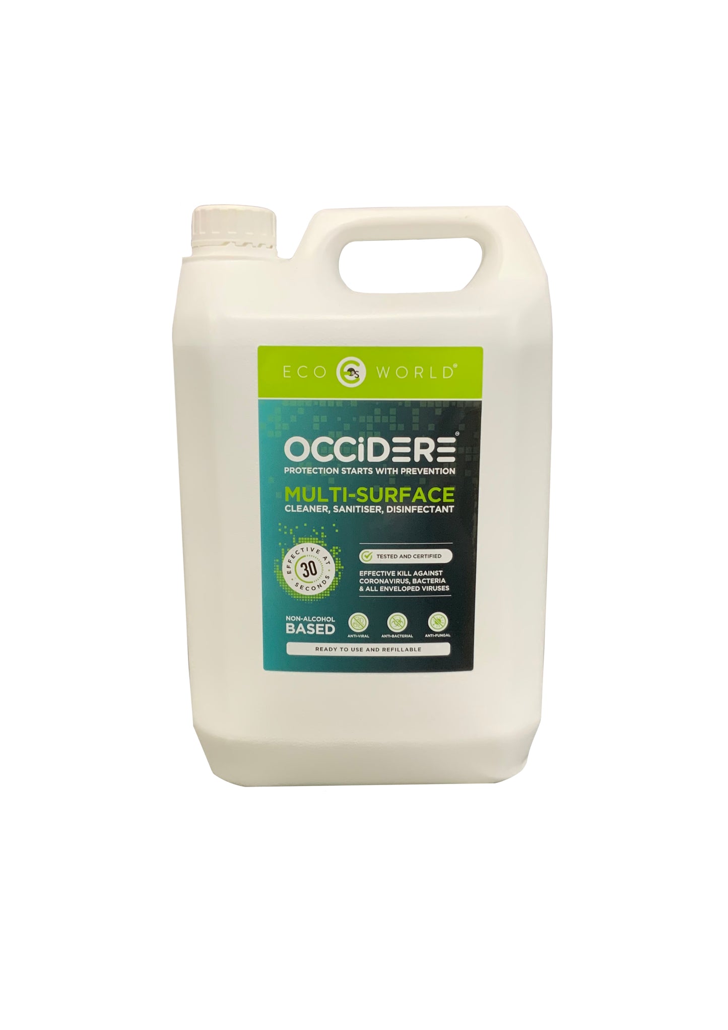 OCCIDERE®  MULTI SURFACE CLEANER - 3 in 1, Sanitiser, Disinfectant, Cleaner (5 LITRE), Non Alcohol based.